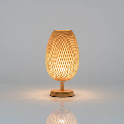 ScandiLume Bambus Bordlampe – Nordisk Rattan Natbordslampe